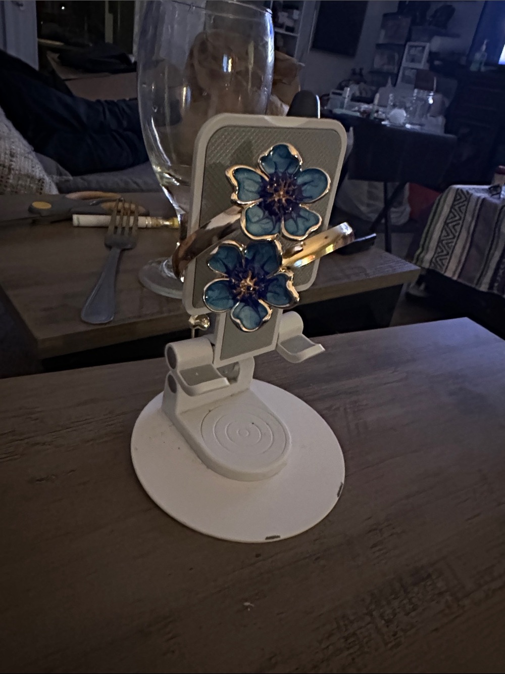 Blue Floral Enamel Bracelet - Women's Fashion Jewelry